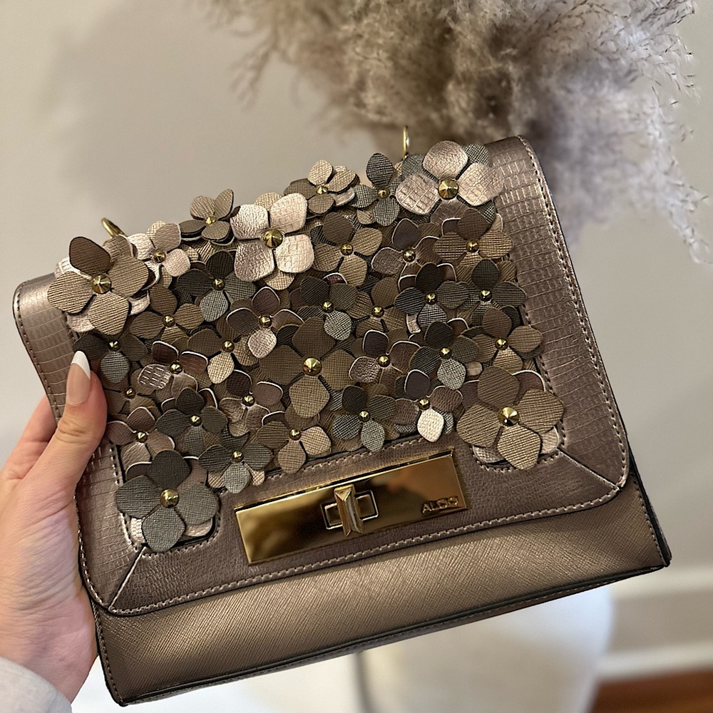 ALDO floral gray purse